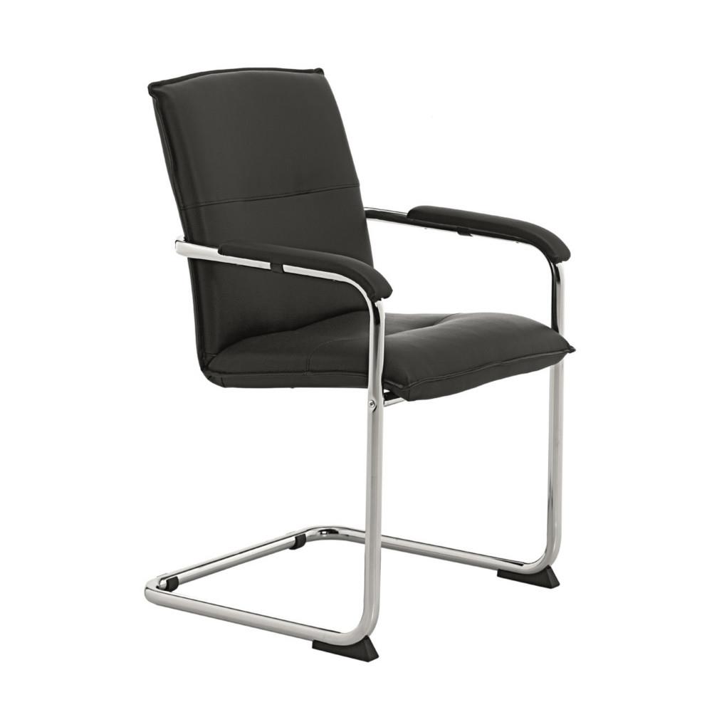Fauteuil visiteur Cesar - crote de cuir - noir