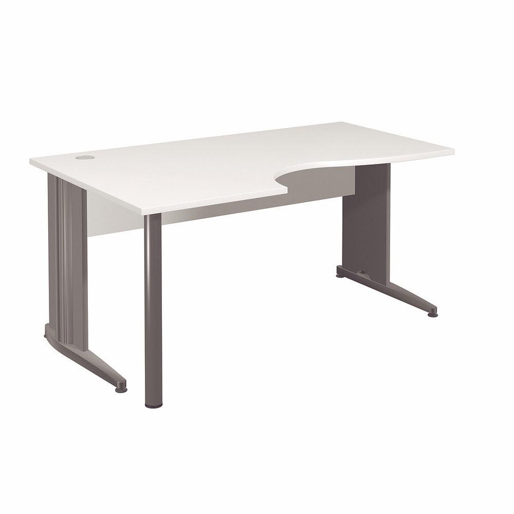 Bureau compact retour � gauche Impact 2 - L 160 x P 120 cm - plateau blanc - pieds L anthracite
