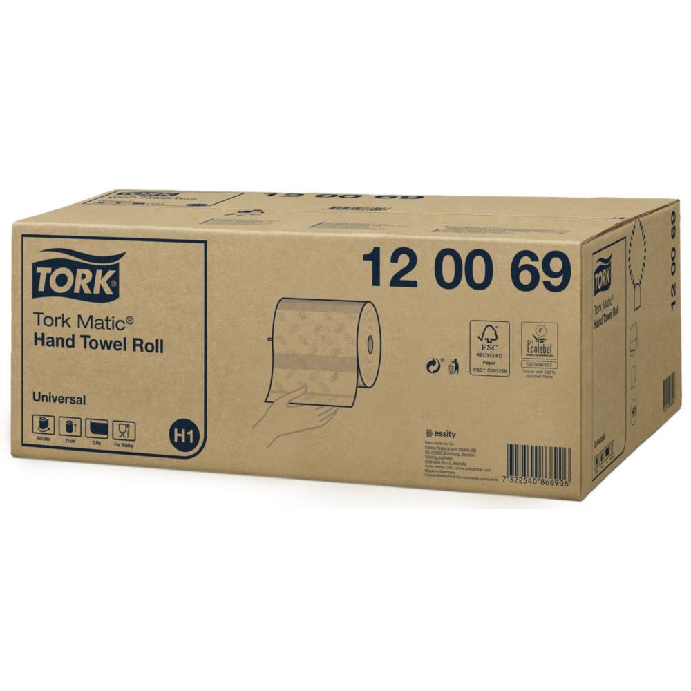 Essuie-mains Tork Advanced  - 120069 - pour distributeur Matic H1 - 150 m x 21 cm - 2 plis - blanc - rouleau