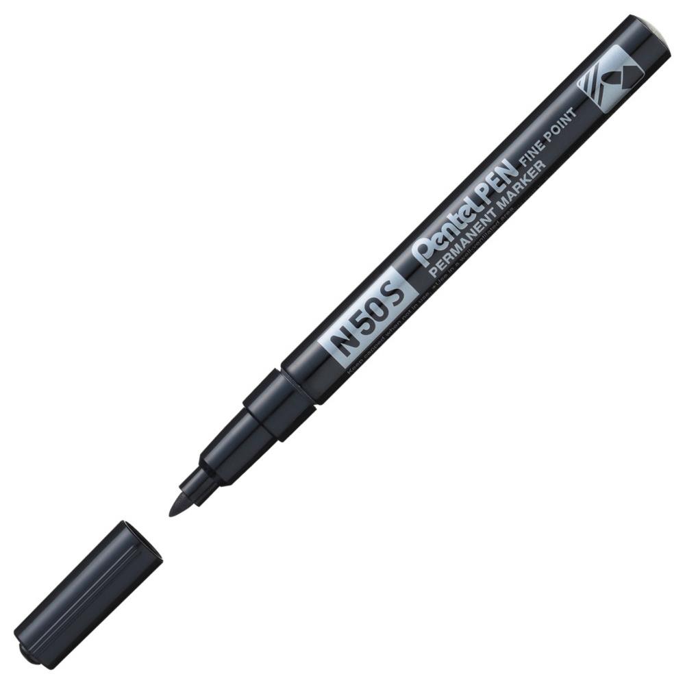 Marqueur permanent Pentel N50S - pointe ogive trait 1 mm - noir