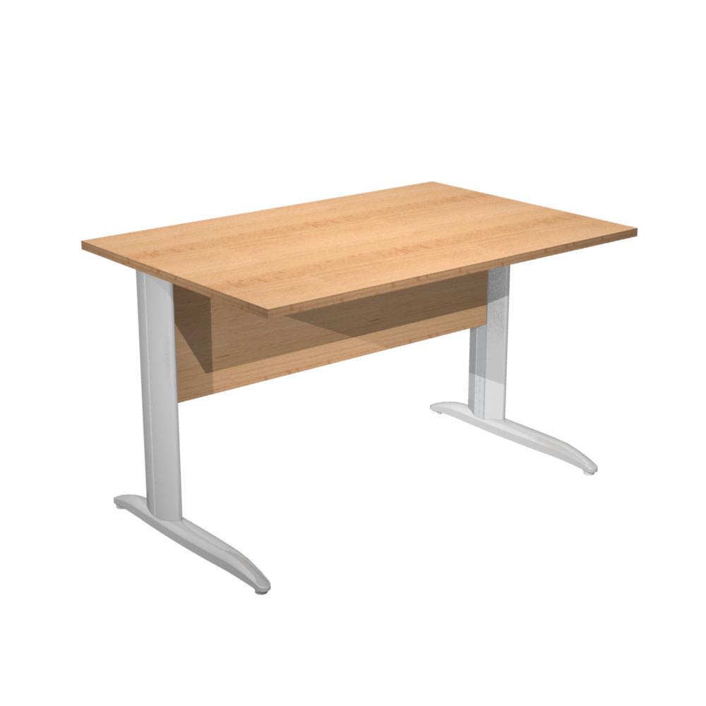 Bureau droit Pulse Prestige - L120 x P80 cm - plateau h�tre - pieds L chrome