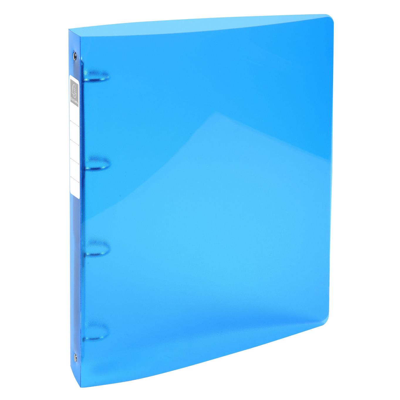 Classeur 4 anneaux Exacompta Iderama - polypro souple 7/10 brillant - dos 4 cm - bleu clair