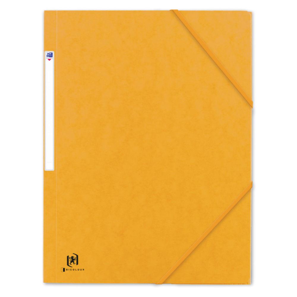 Chemise 3 rabats  lastiques Oxford Bicolor Recyc+ A4 en carte Multi'Strat 430 g - Jaune