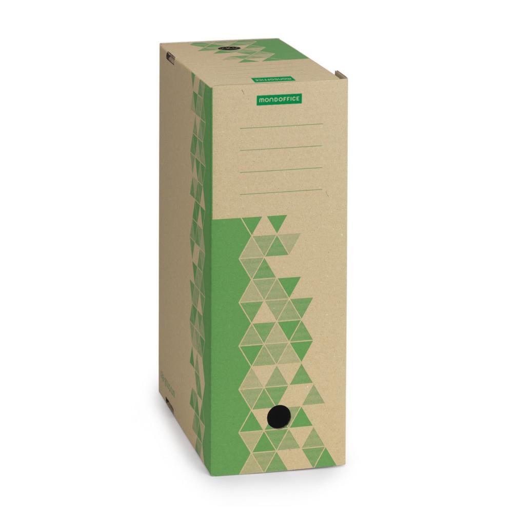 Bo�te archives Mondoffice carton recycl� - Dos 12 cm - Kraft / Vert - Lot de 10