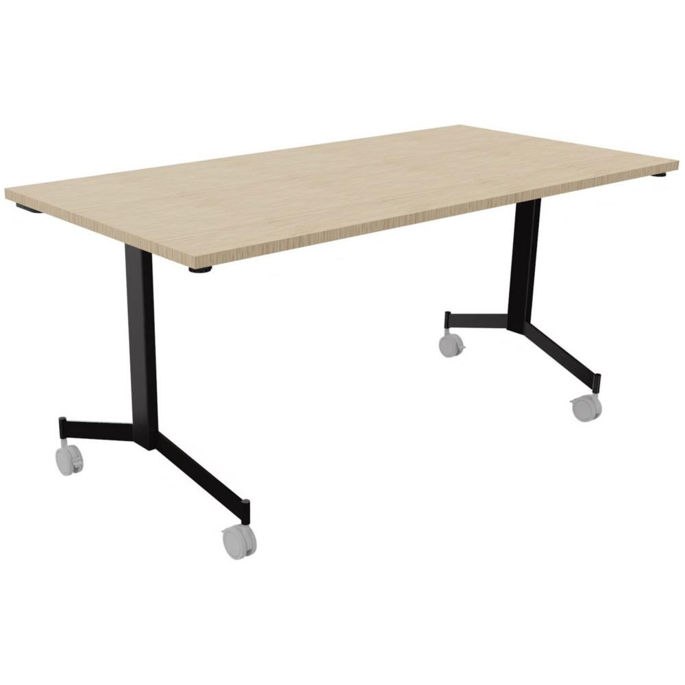 Table basculante � roulettes Jade 160x80 cm Ch�ne - pieds m�tal Noir
