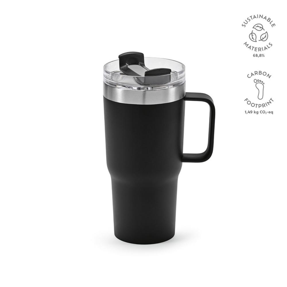 Mug isotherme 580 ml en acier inoxydable avec couvercle - Noir