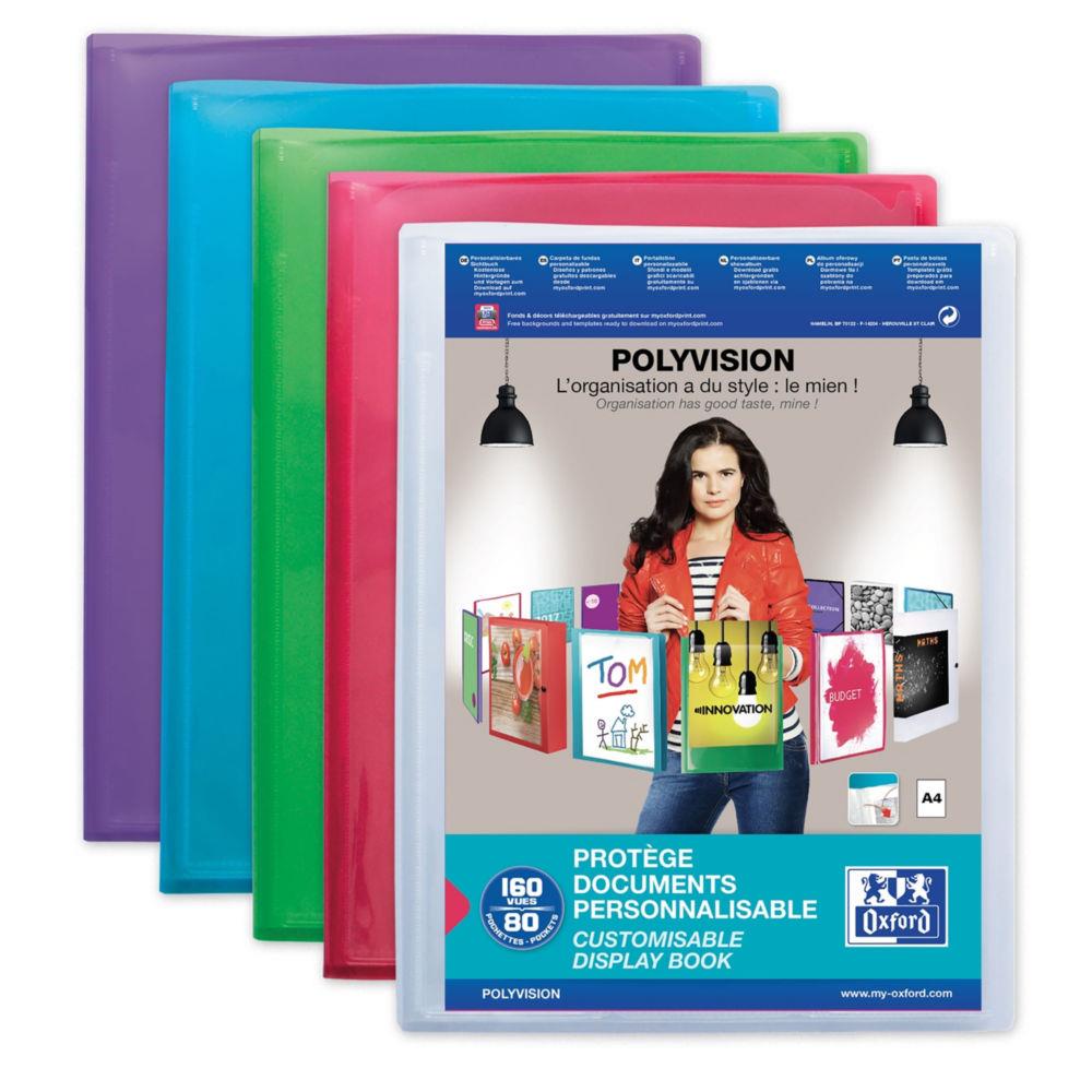 Protge documents personnalisable Transparence  de Elba - 80 pochettes/160 vues - coloris assortis