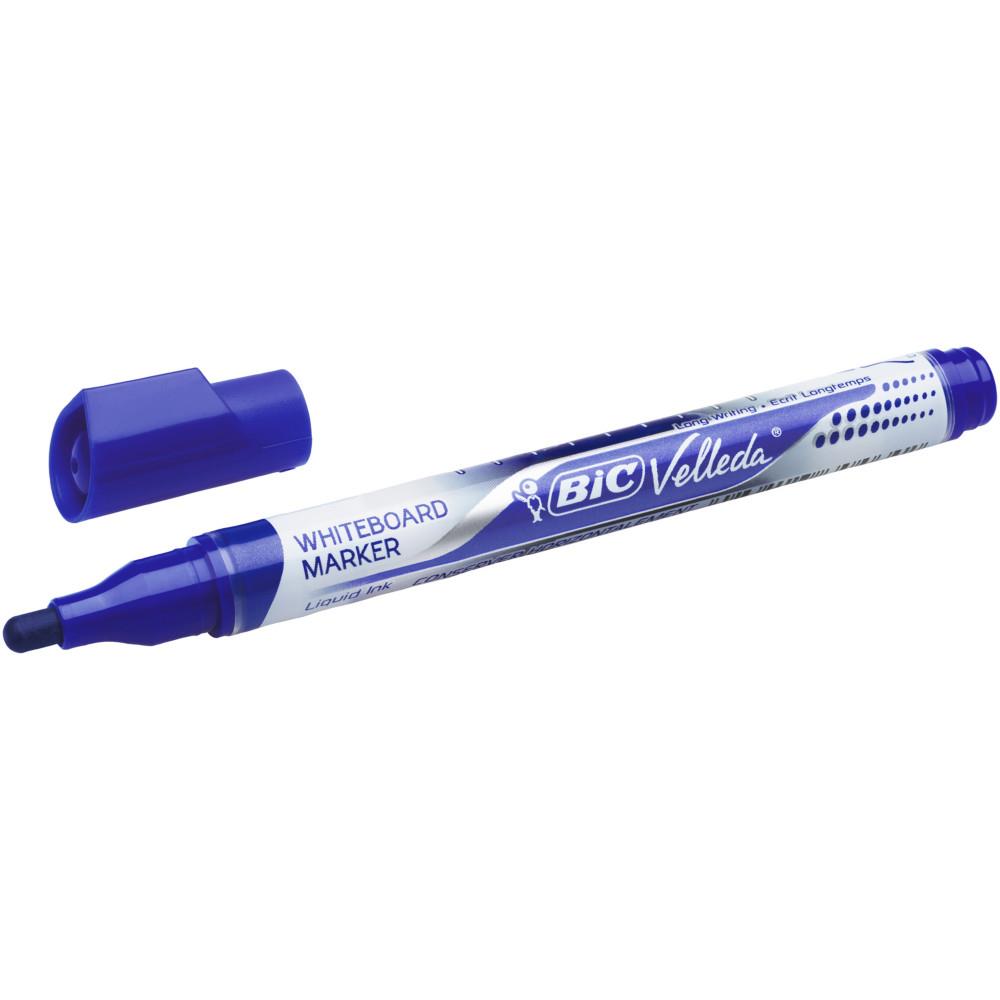 Marqueur bleu effaable  sec VELLEDA Pocket - pointe ogive - encre liquide bleue