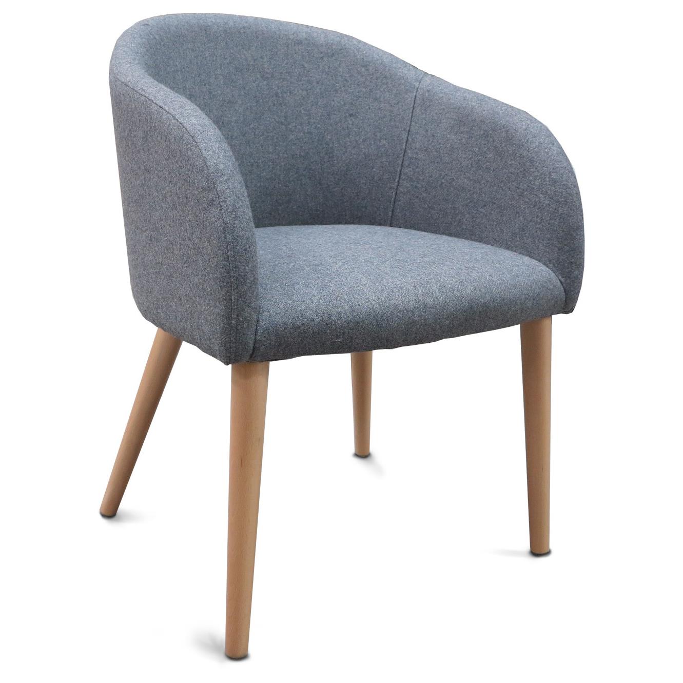 Fauteuil de runion et visiteur Isis en tissu gris - pieds bois