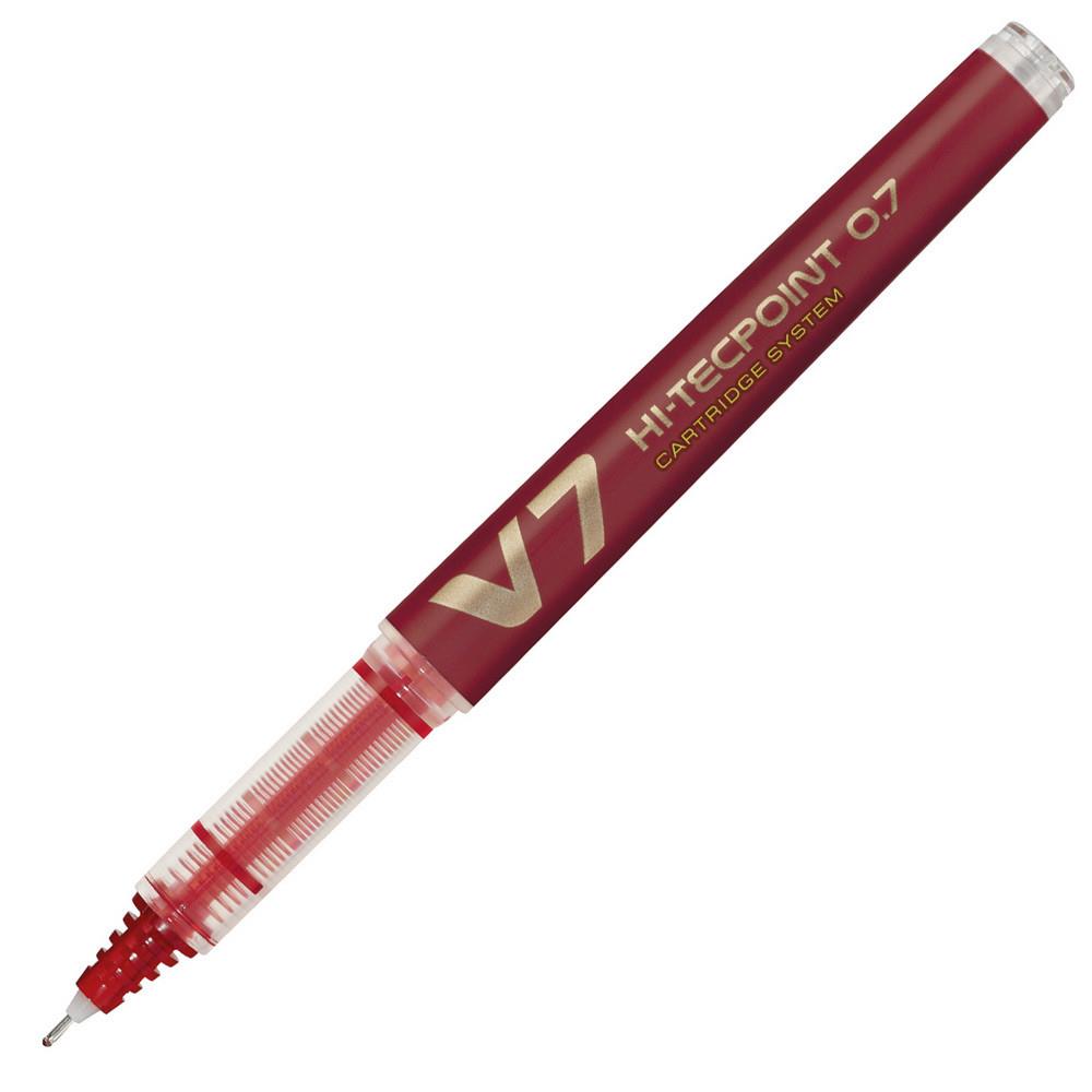 Stylo roller rechargeable rouge Pilot HI-TECPOINT V7 Begreen - 0,7 mm - pointe tubulaire