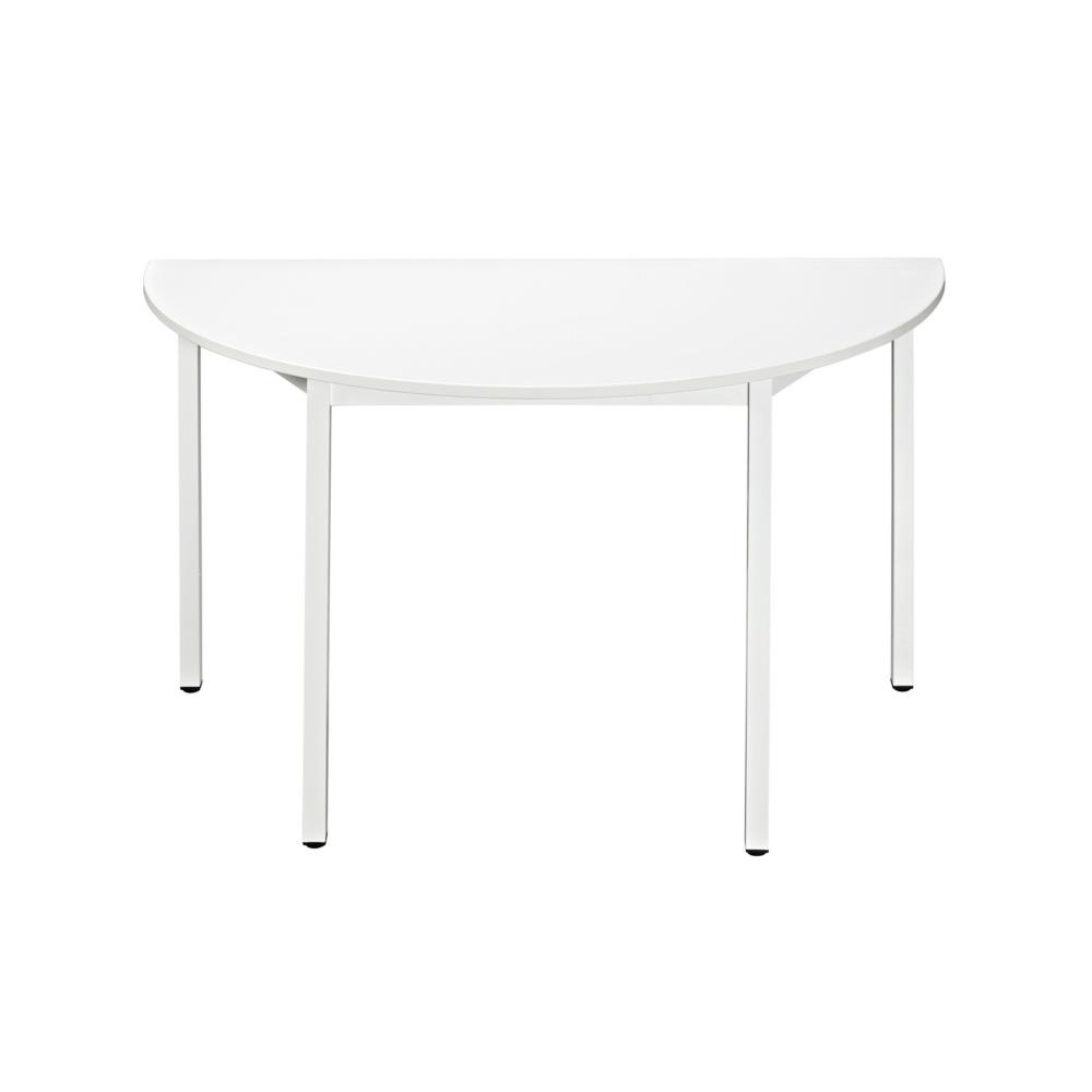 Table Modulaire Domino 1,2 Rond - L 120 x P 60 cm - Plateau Blanc - pieds Blanc