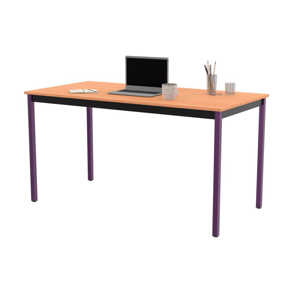 Table polyvalente droit - L 140 x P 70 cm - plateau htre - pieds prune