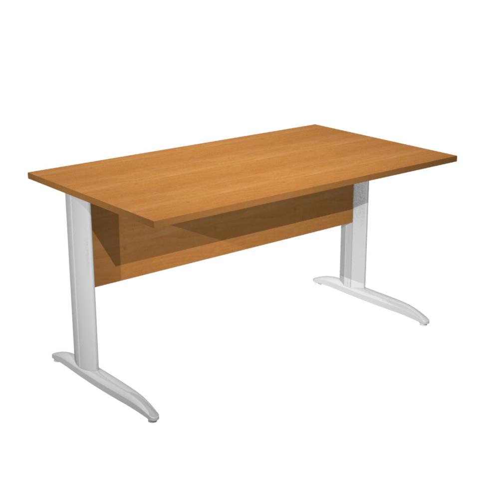 Bureau droit Pulse M�tal - L140 x P80 cm - Plateau Aulne - Pieds m�tal Chrome