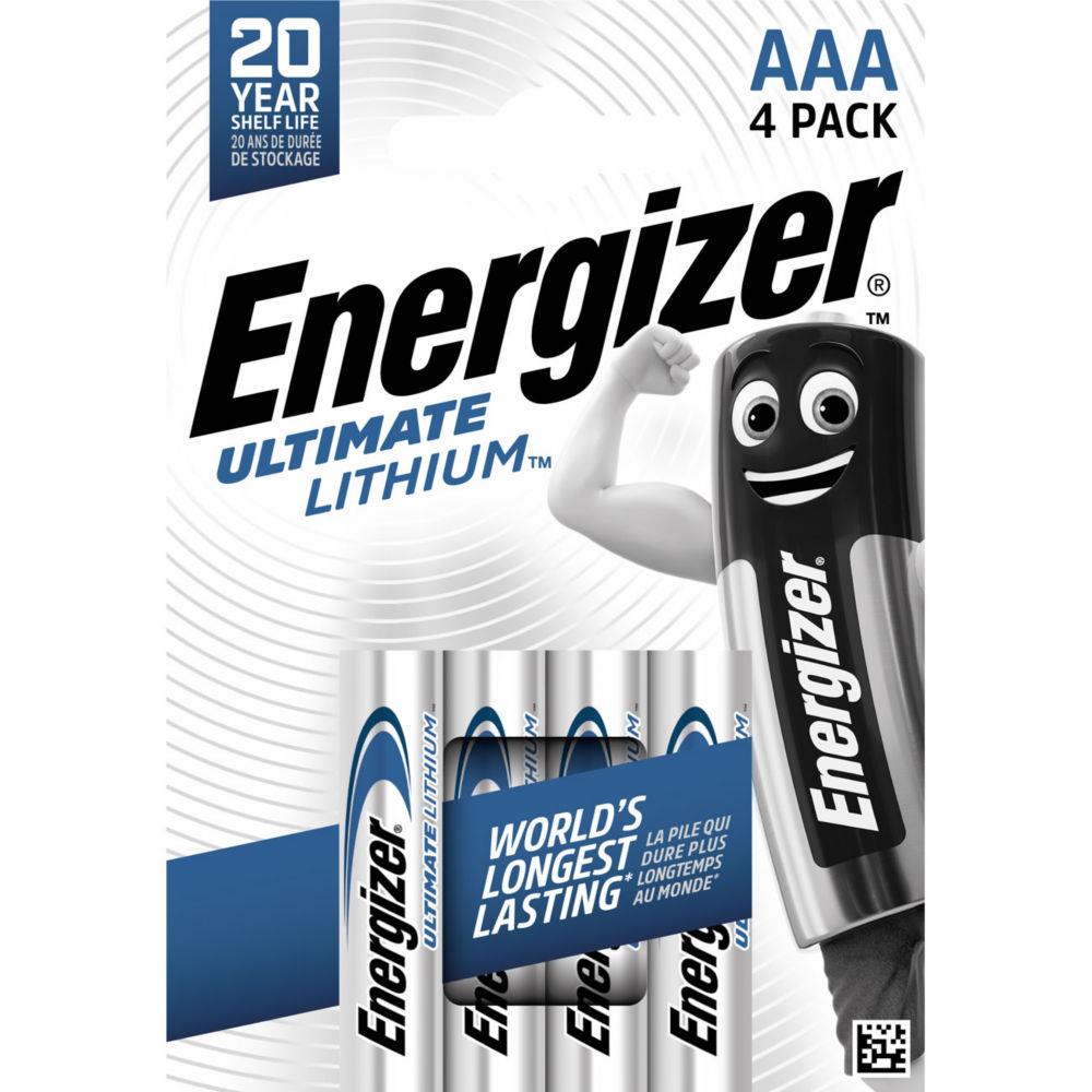 Pile Energizer AAA LR03 Ultimate lithium - blister de 4 piles