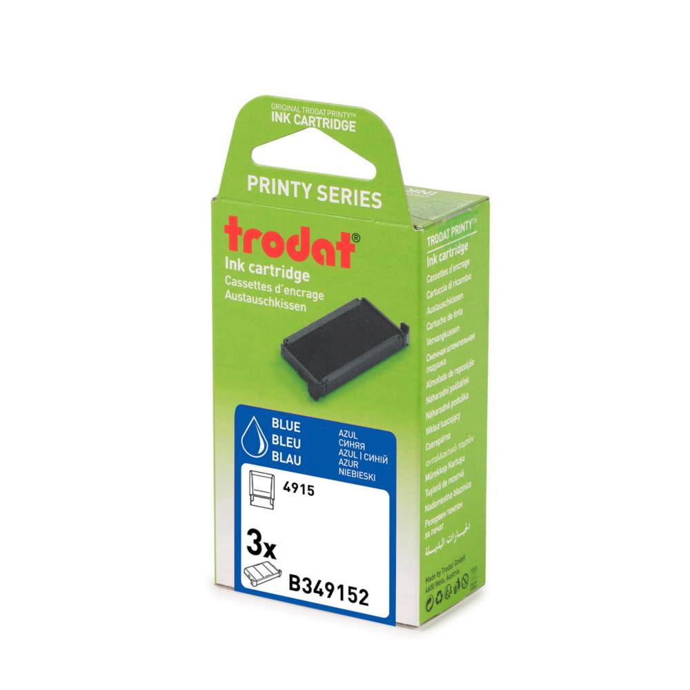Cassette d'encre Trodat de rechange pour tampon Printy 4915 - Lot de 3 - Bleu