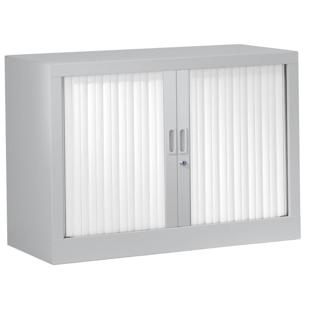 Armoire mtal monobloc Gnric - A rideaux - H. 69,5 x L. 80 cm - Corps Aluminium - Rideaux Blanc