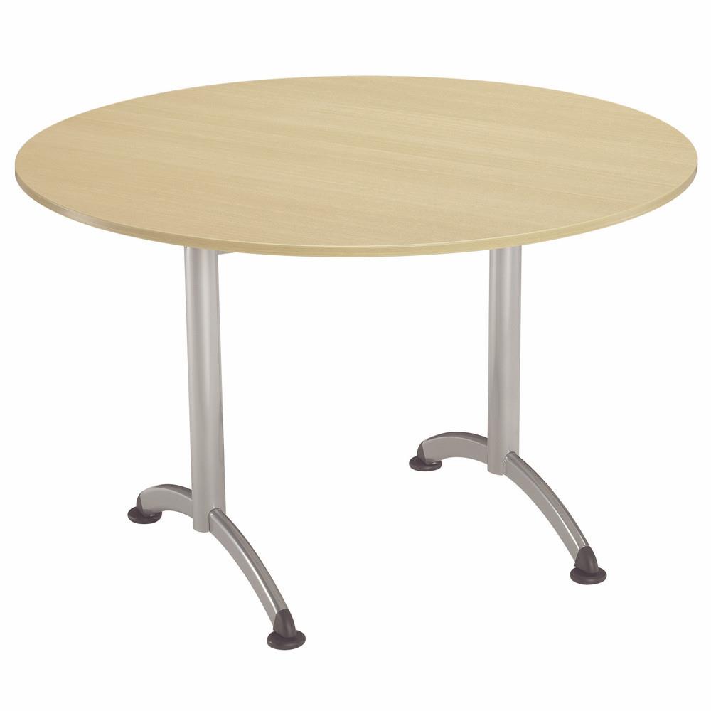Table Cafeteria ronde - diam�tre 120 cm - plateau h�tre - pi�tement aluminium