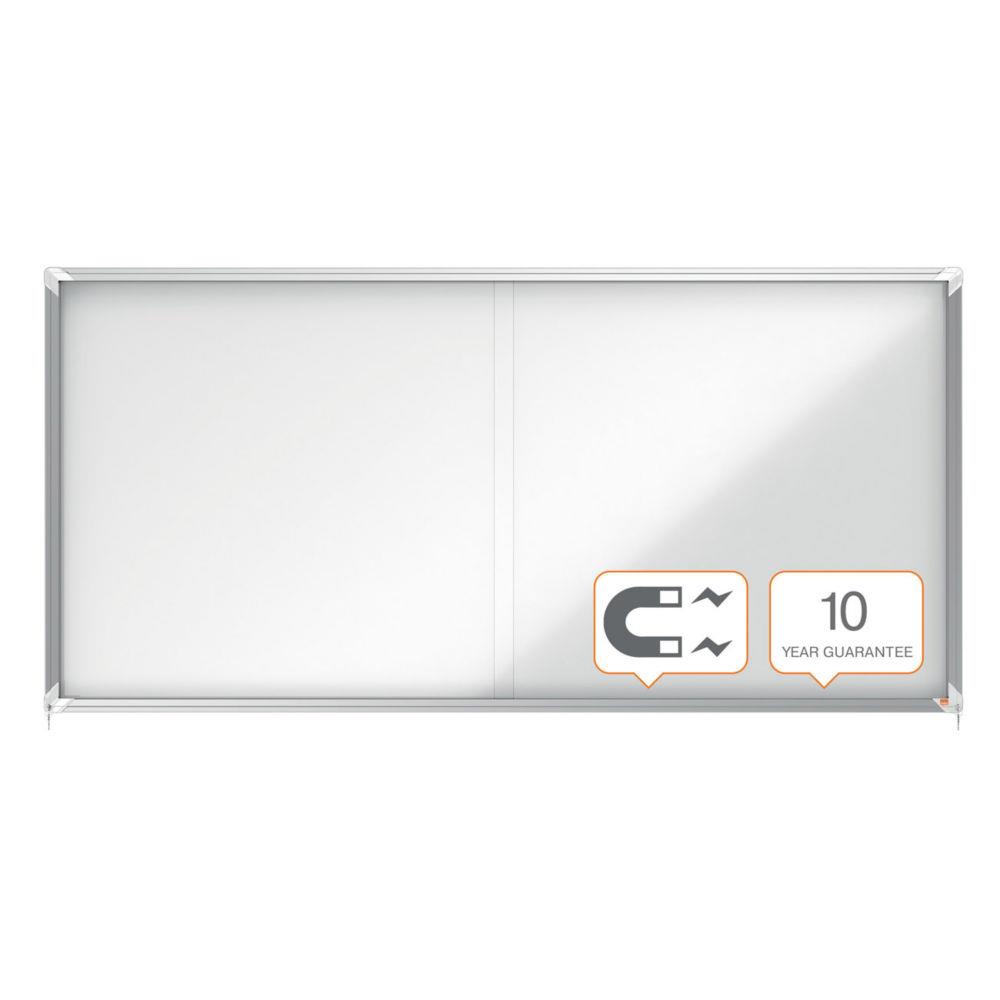 Vitrine d'intrieur Nobo Premium - Plus portes coulissantes fond magntique - 27 feuilles A4  - 200 x 97 cm
