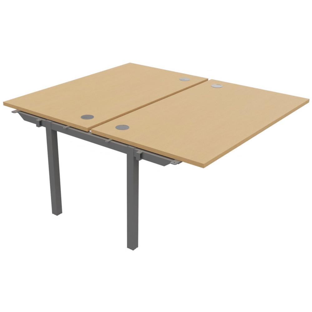Bureau bench 2 postes Osmose suivant L140 x P163 cm Plateaux H�tre Pieds m�tal Aluminium