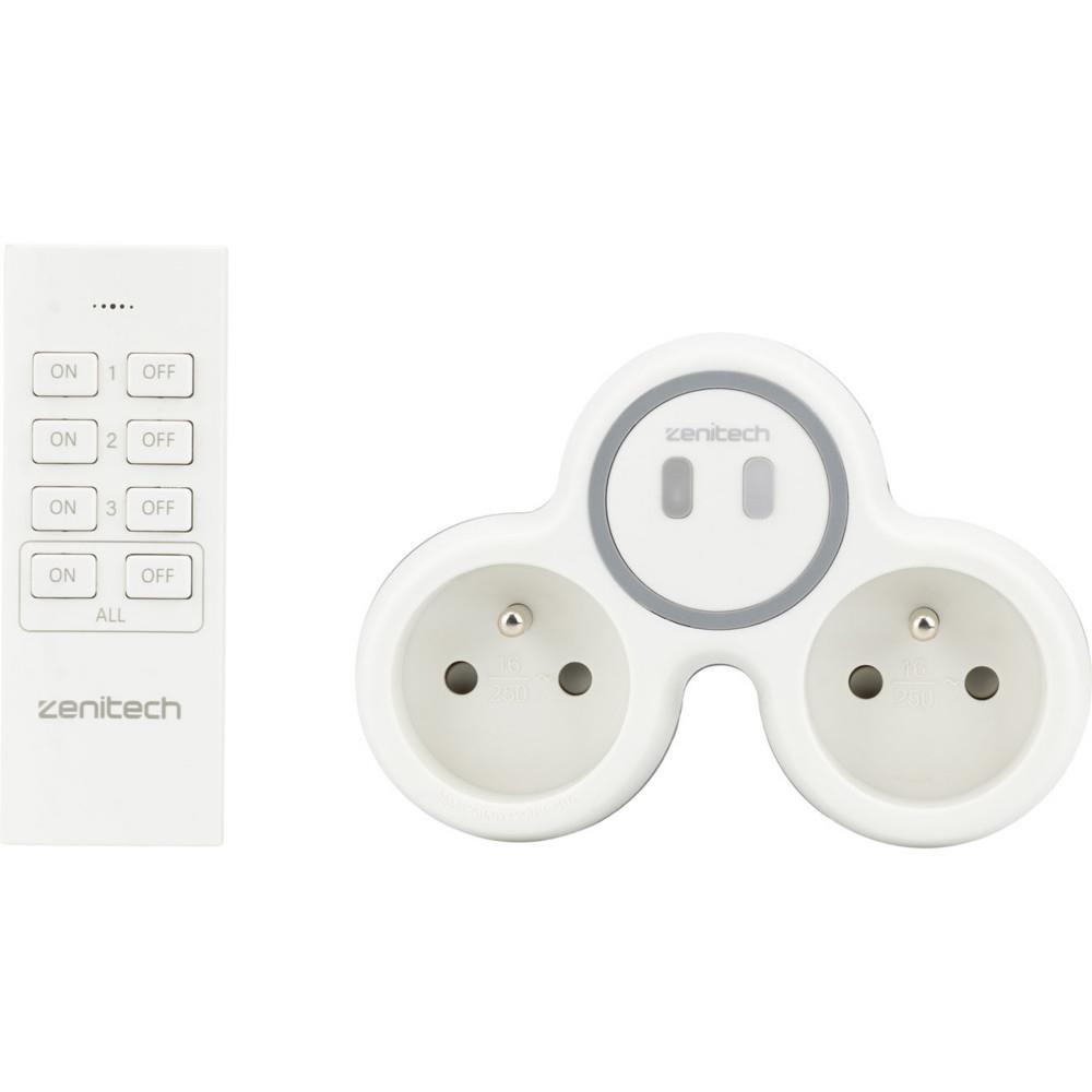Prise �lectrique Zenitech biplite murale Bolea avec t�l�commande -2300 W - Blanc