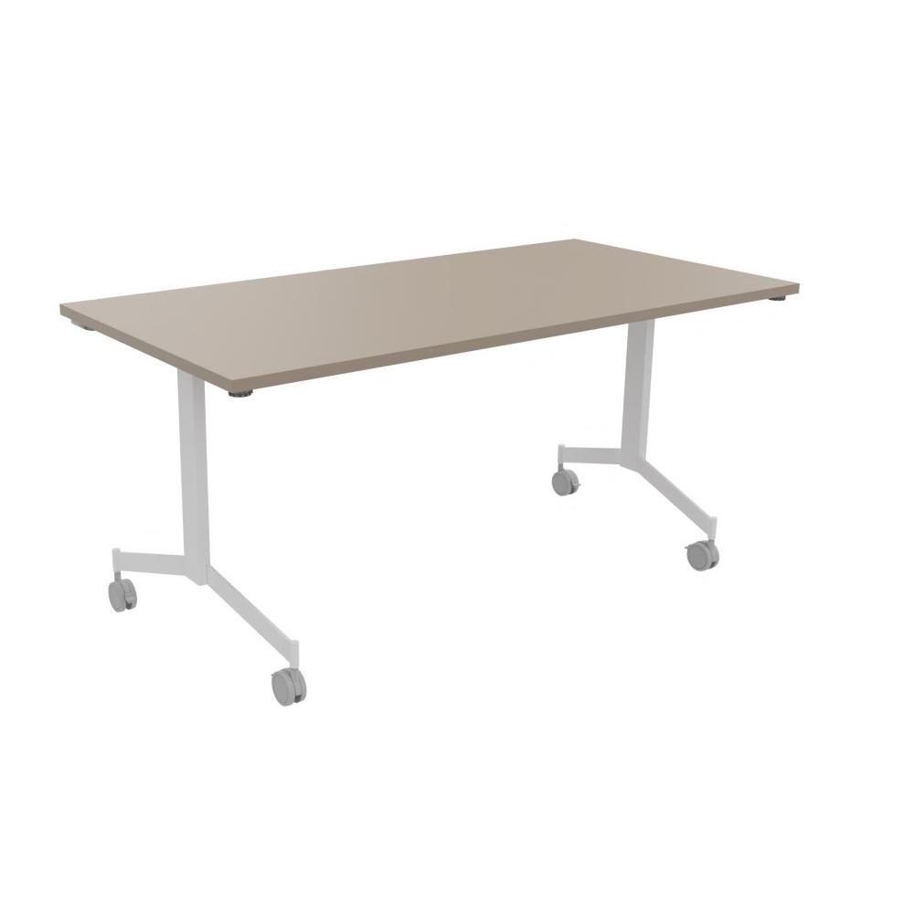 Table basculante � roulettes L160 x P80 cm ? Plateau Argile pieds Blanc