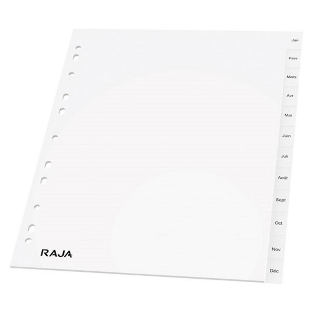 Intercalaires mensuels A4+ Raja - en polypropylne - gris - 12 divisions