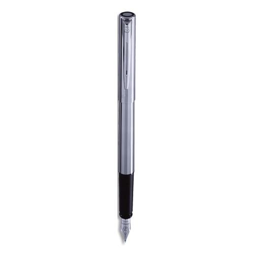 Stylo  plume Waterman Graduate - plume fine - corps en acier chrom brillant