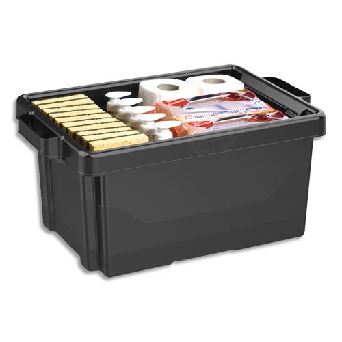 Bac de rangement superposable avec poigne - 32 litres - noir
