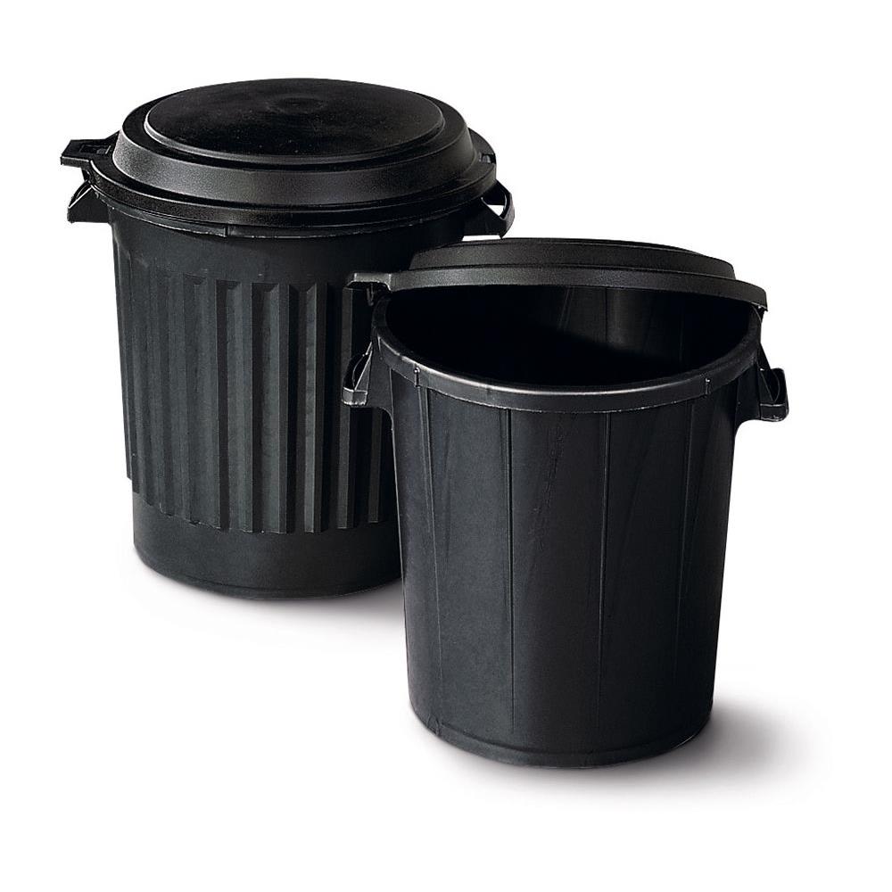 Poubelle Taliaplast de rue noire avec couvercle - 50l