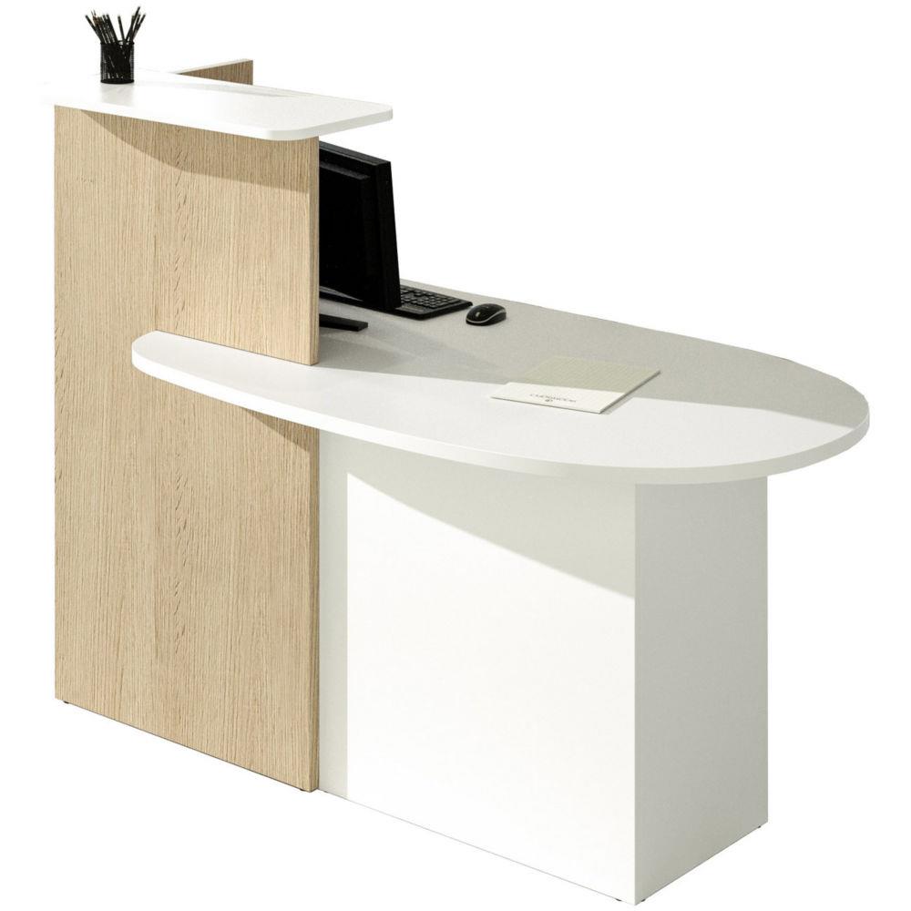 Banque d accueil Gloom comptoir � gauche - Bicolore Blanc , Ch�ne