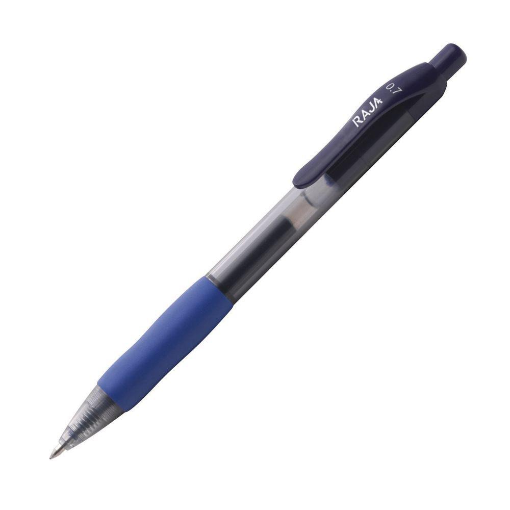 Stylo  encre gel rtractable - Aura - pointe moyenne - 0,7 mm - avec zone de prhension - corps transparent - encre bleue - paquet 12 units