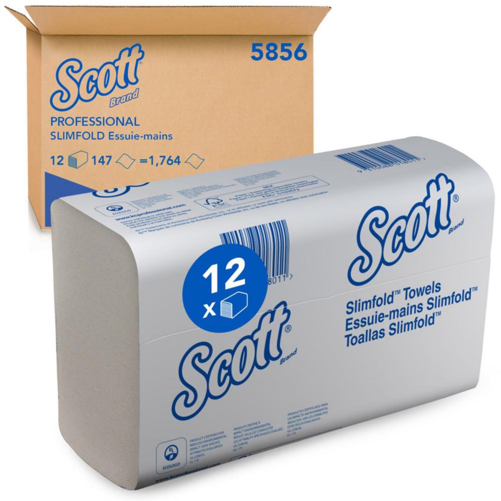 Scott Slimfold essuie-mains simple �paisseur enchev�tr�s 190 mm Blanc - 5856 - Lot de 12 paquets 147 feuilles