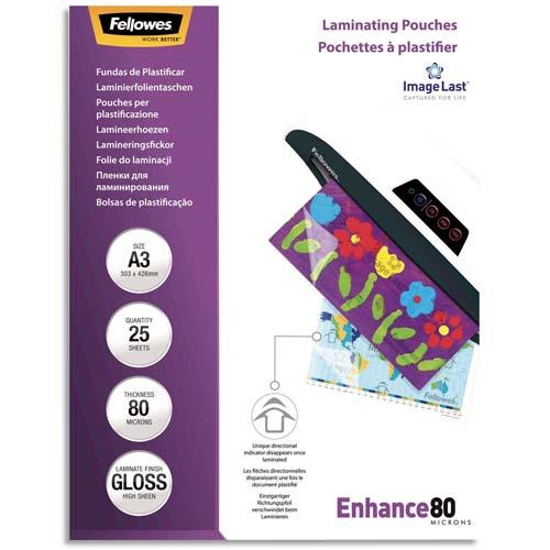 Pochettes de plastification Fellowes - A3 - 80 microns - bote de 25