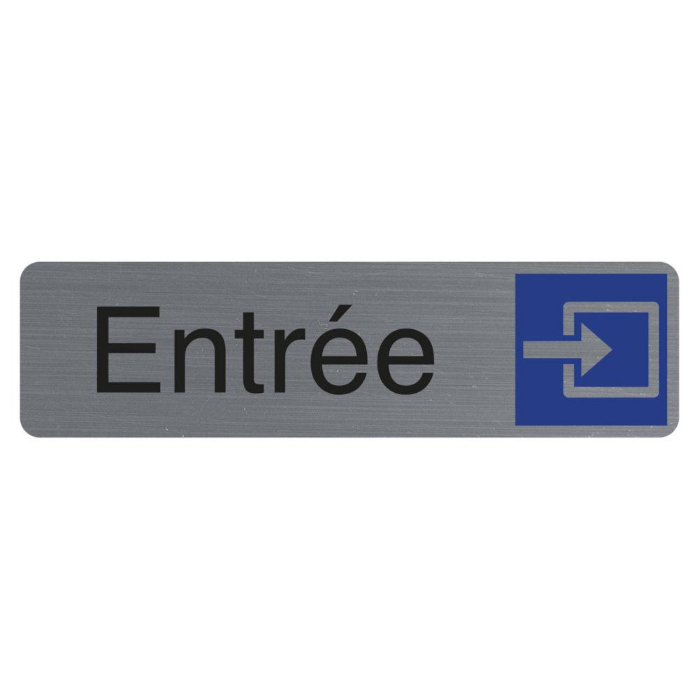 Plaque signaltique adhsive Exacompta Entre - Rectangle Gris / Bleu