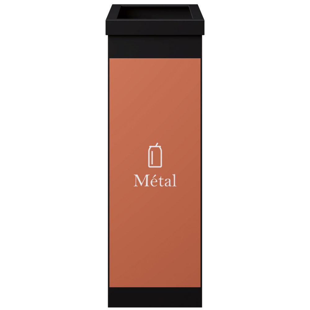 Corbeille de tri slectif Paperflow pour le recyclage du mtal 60L - Orange corps Noir