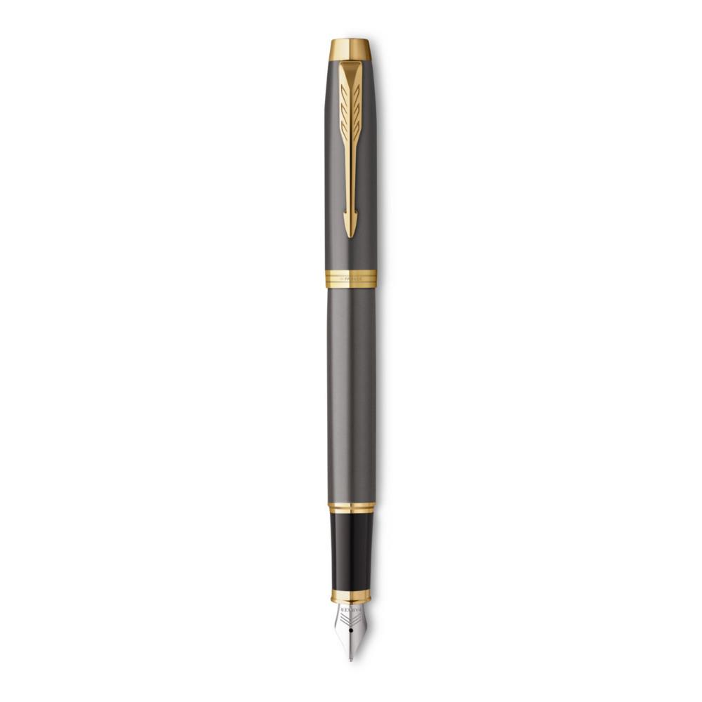 Stylo Plume PARKER IM Prmium Warm Grey GT - Plume en Acier - Gris mtallis et or
