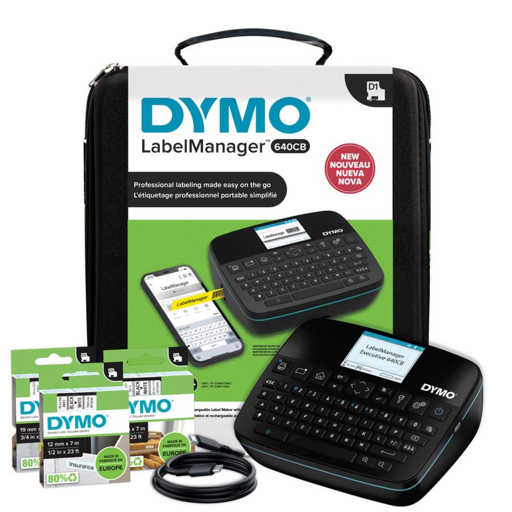 Pack LabelManager Dymo Executice 640CB Azerty Etiqueteuse Rechargeable Bluetooth et USB-C + 3 Casssettes + Sacoche