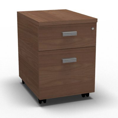 Caisson mobile Moka H. 59,4 x L. 43,6 x P. 55,9 cm 2 tiroirs dcornoyer ambr poignes mtalliques finition gris aluminium