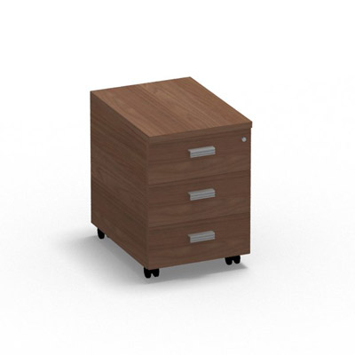 Caisson mobile Moka H. 59,4 x L. 43,6 x P. 55,9 cm 3 tiroirs dcornoyer ambr poignes mtalliques finition gris aluminium