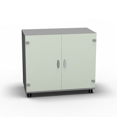 Armoire Moka H. 71 x L. 80 x P. 42,6 cm corps gris aluminium 2 portes battantes verre maill blanc - quipe d'1 tablette