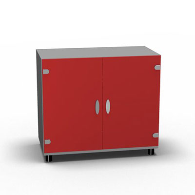 Armoire Moka H. 71 x L. 80 x P. 42,6 cm corps gris aluminium 2 portes battantes verre maill rubis - quipe d'1 tablette