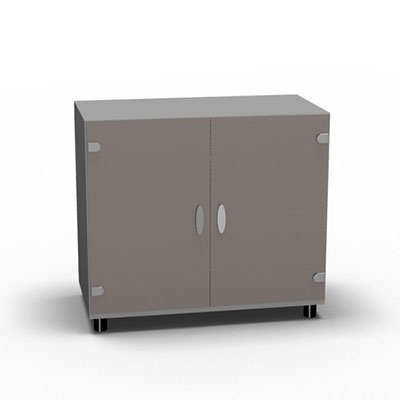 Armoire Moka H. 71 x L. 80 x P. 42,6 cm corps gris aluminium 2 portes battantes verre maill gris - quipe d'1 tablette