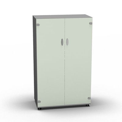 Armoire Moka H. 133,3 x L. 80 x P. 42,6 cm corps gris aluminium 2 portes battantes verre maill blanc - quipe de 3 tablettes