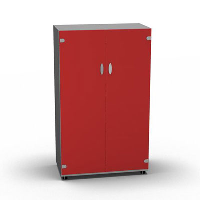 Armoire Moka H. 133,3 x L. 80 x P. 42,6 cm corps gris aluminium 2 portes battantes verre maill rubis - quipe de 3 tablettes