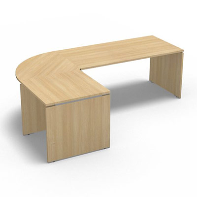 Ensemble Moka compos� d'une table de bureau rectangulaire Moka L. 160 x P. 80 cm d�cor ch�ne clair, d'un angle 90� et d'une table retour L. 80 x P. 80 cm