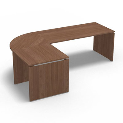 Ensemble Moka compos� d'une table de bureau rectangulaire Moka L. 160 x P. 80 cm d�cor noyer ambr�, d'un angle 90� et d'une table retour L. 80 x P. 80 cm
