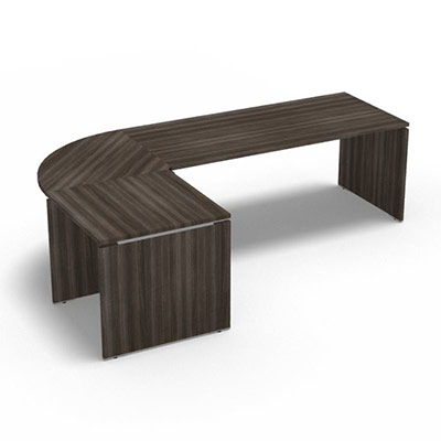 Ensemble Moka compos� d'une table de bureau rectangulaire Moka L. 180 x P. 80 cm d�cor ch�ne royal brun, d'un angle 90� et d'une table retour L. 80 x P. 80 cm