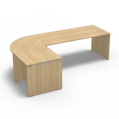 Ensemble Moka compos� d'une table de bureau rectangulaire Moka L. 180 x P. 80 cm d�cor ch�ne clair, d'un angle 90� et d'une table retour L. 80 x P. 80 cm