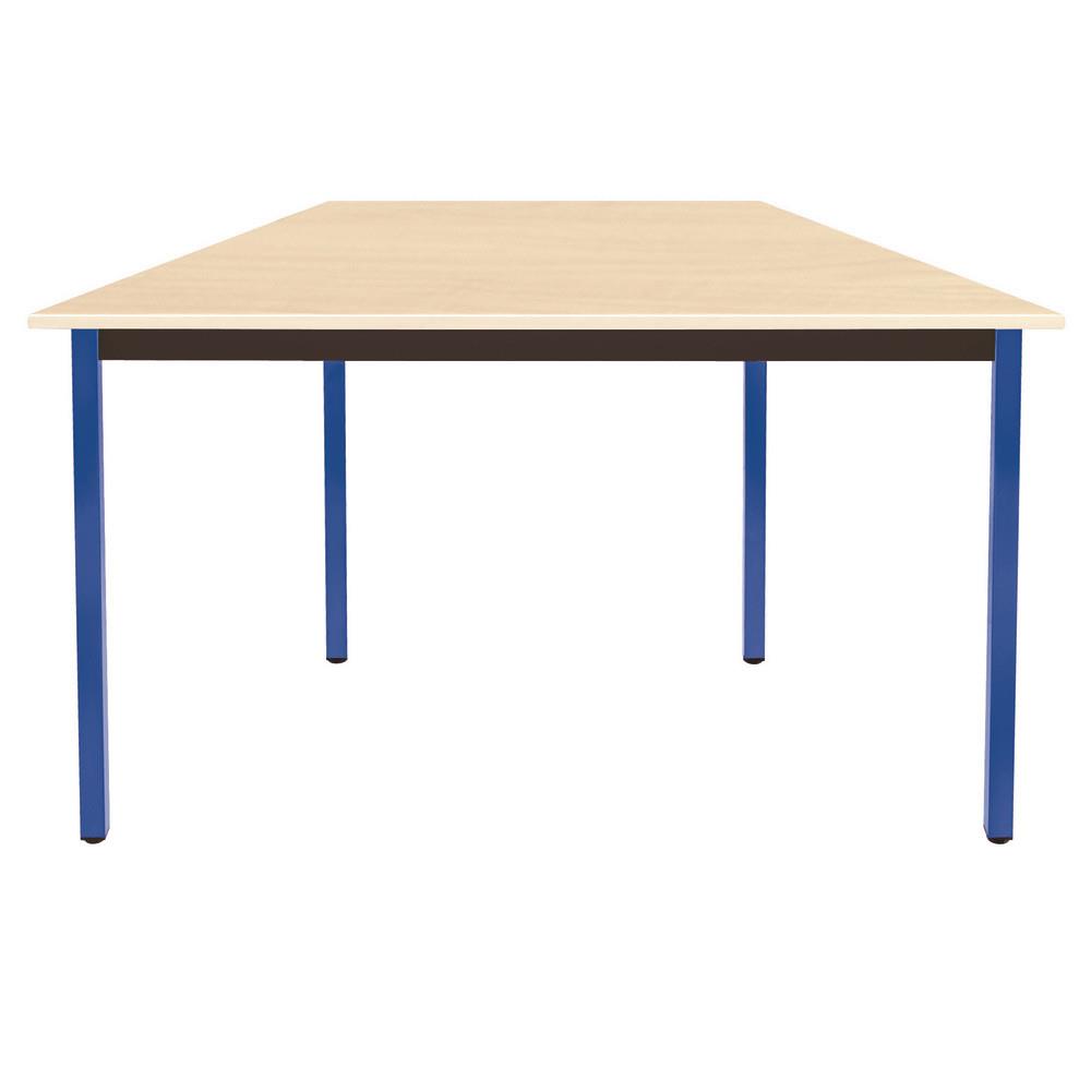 Table Modulaire Domino trap�ze - L 120 x P 60 cm - plateau �rable - pieds bleus