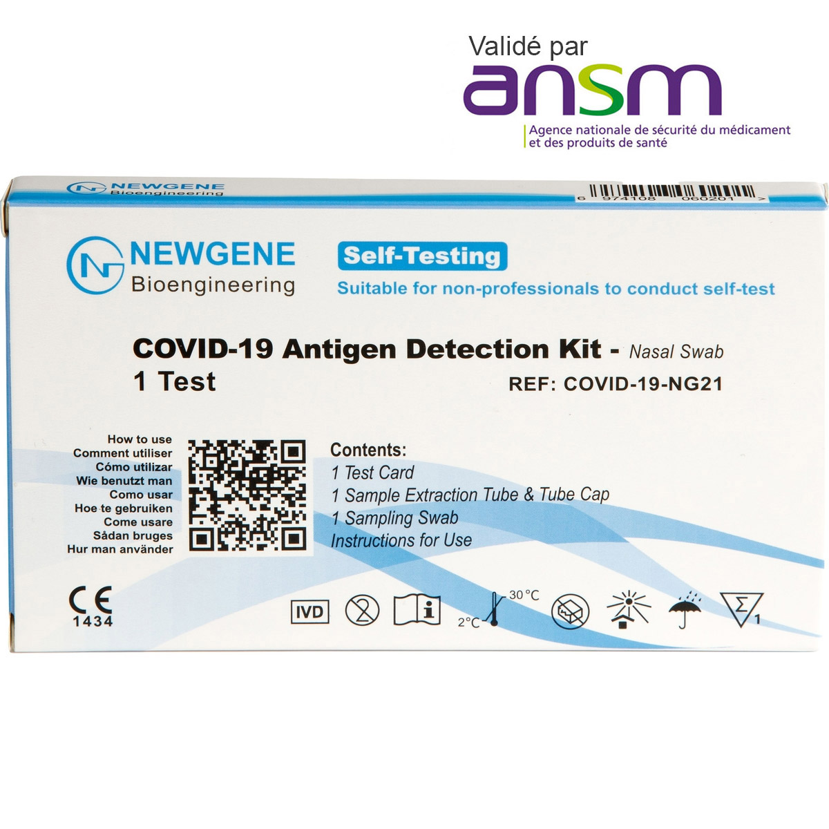 Autotest NEWGENE Antignique Covid-19 - valid ANSM - Bote de 5